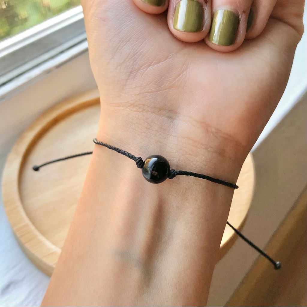 Dainty Tourmaline Stone Sphere Bracelet